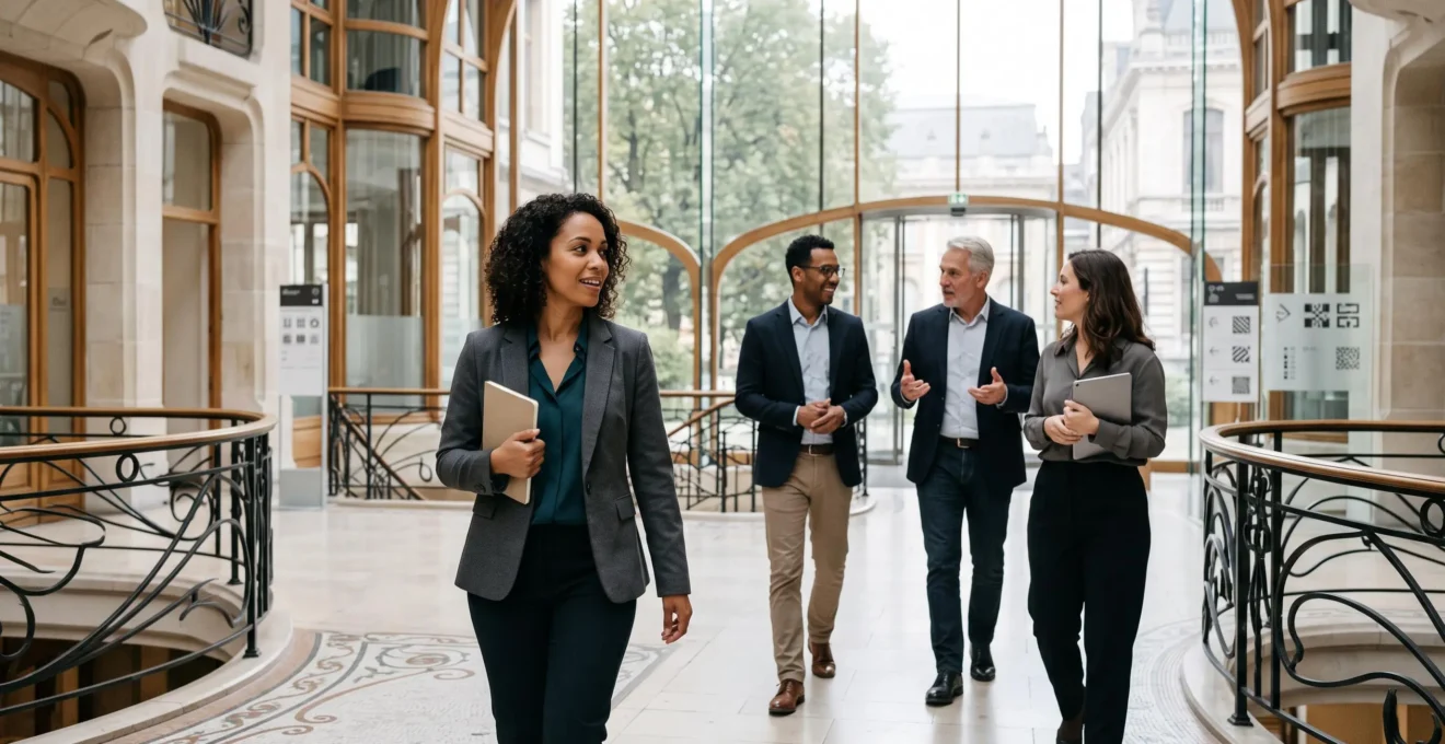 Jeune professionnel se distinguant par ses compétences comportementales dans un environnement de travail belge contemporain