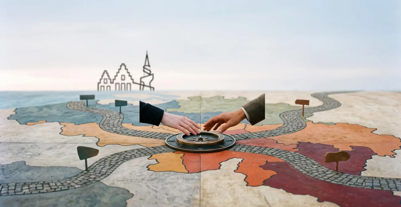 Illustration conceptuelle du référencement web bilingue français et néerlandais en Belgique